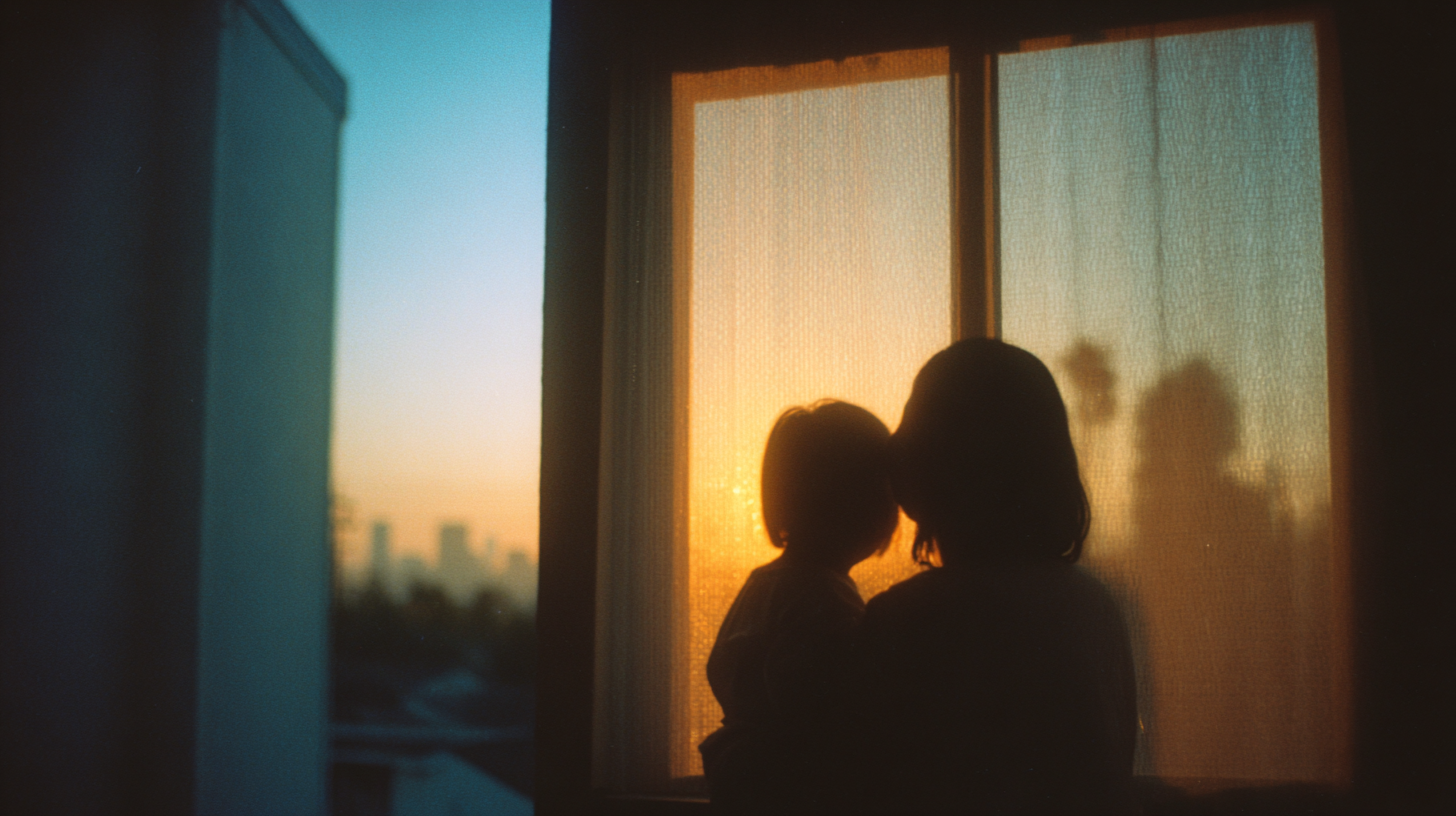 A figure stands in silhouette against a warm gold window — a moment of steadiness.